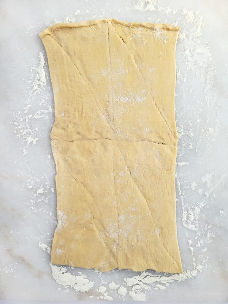 Pinched together crescent roll dough. 