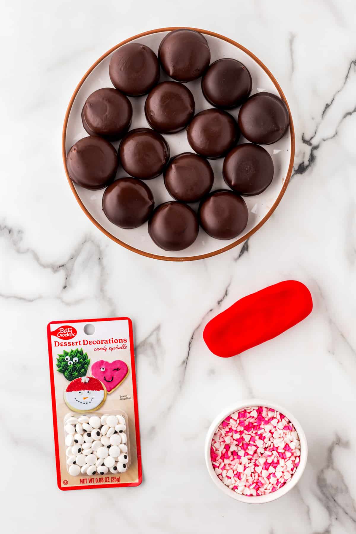 Ingredients for Love Bug Valentine's Day Cookies. 