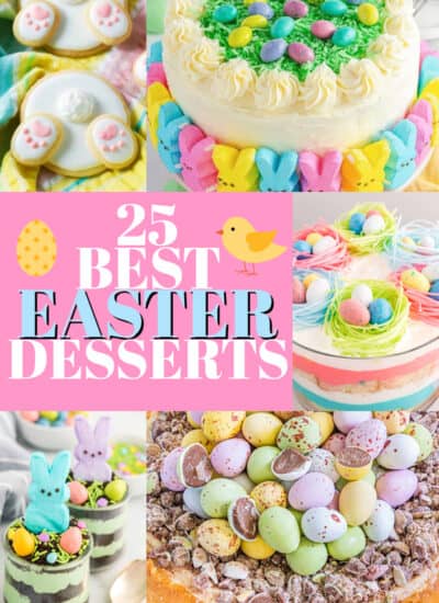 Collage of Easter treats and desserts.