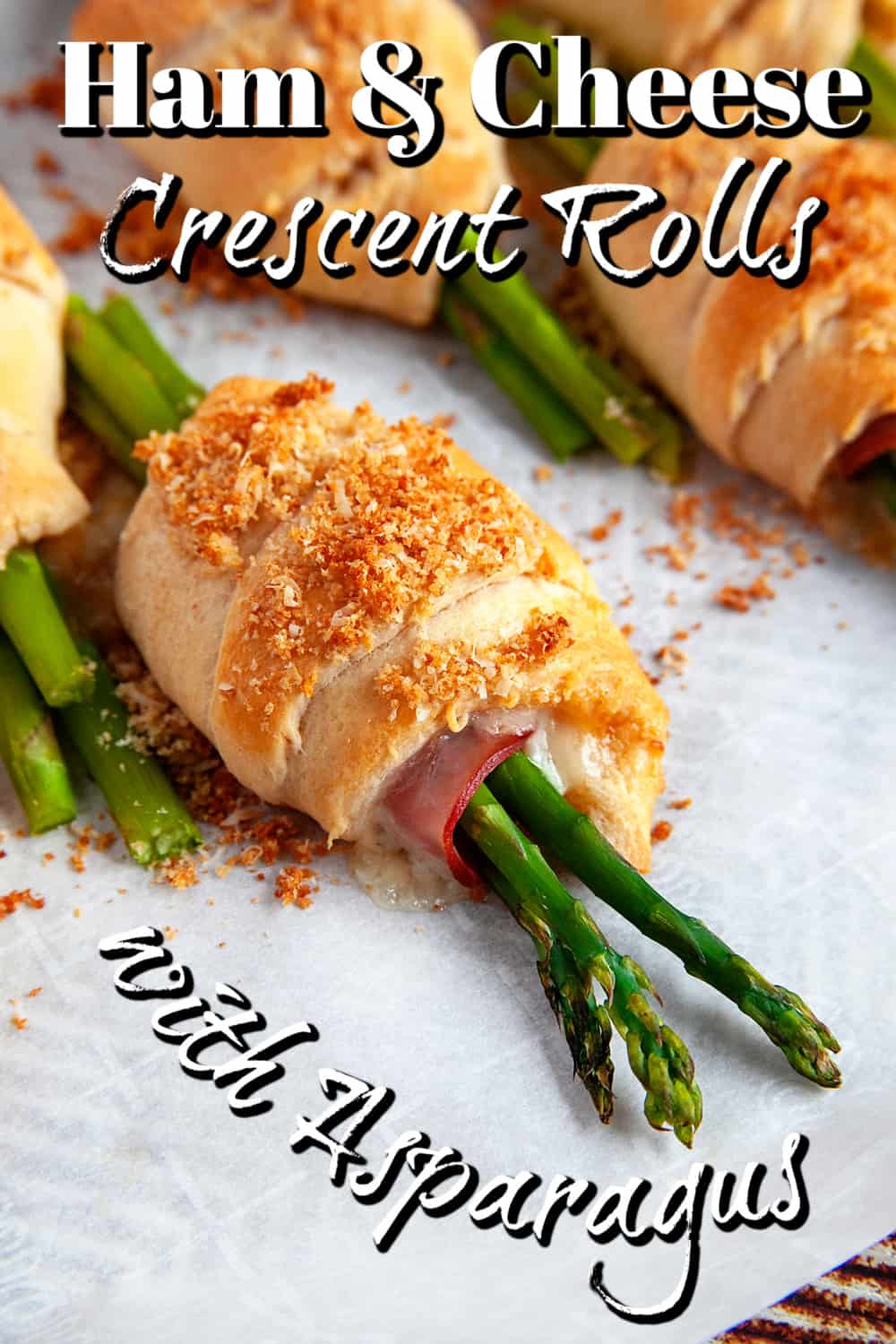 Ham and Cheese Crescent Rolls With Asparagus Pin.