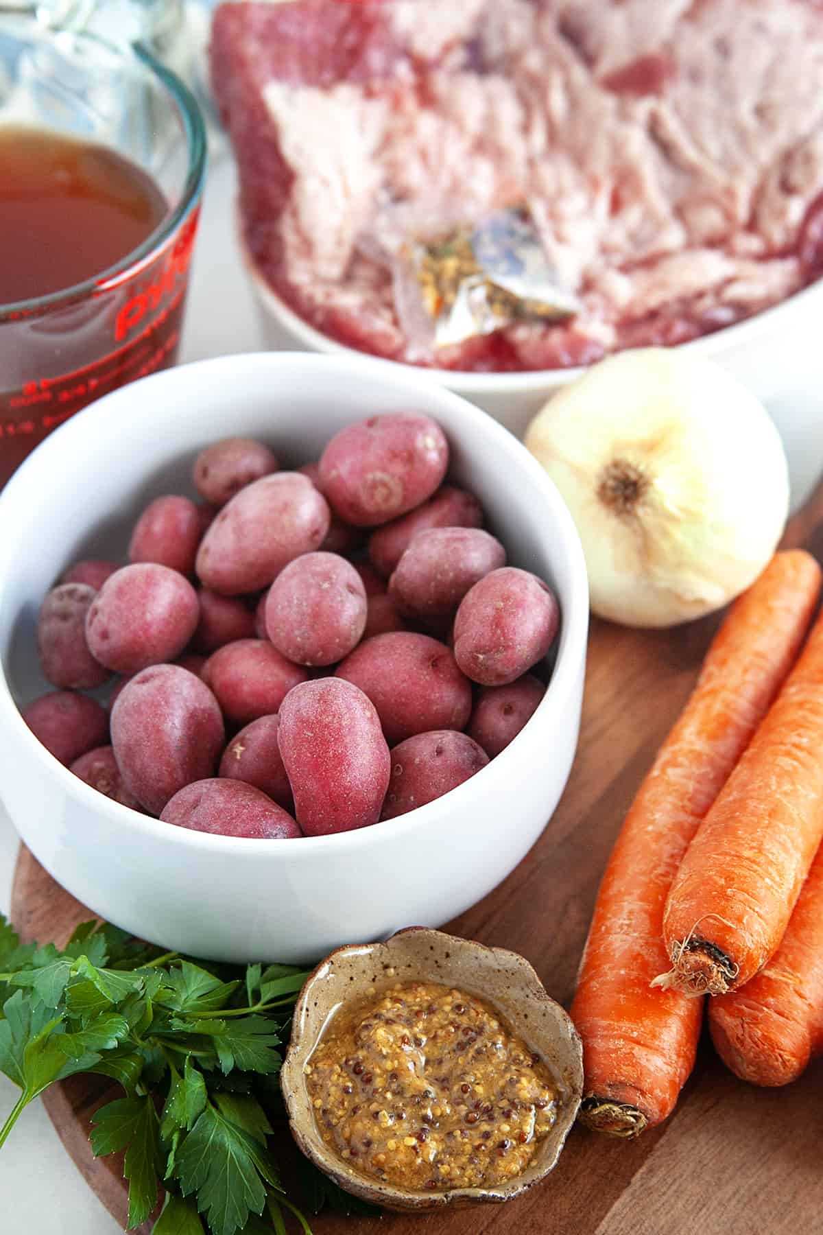 Ingredients for Corned Beef and Cabbage - Slow Cooker Recipe.