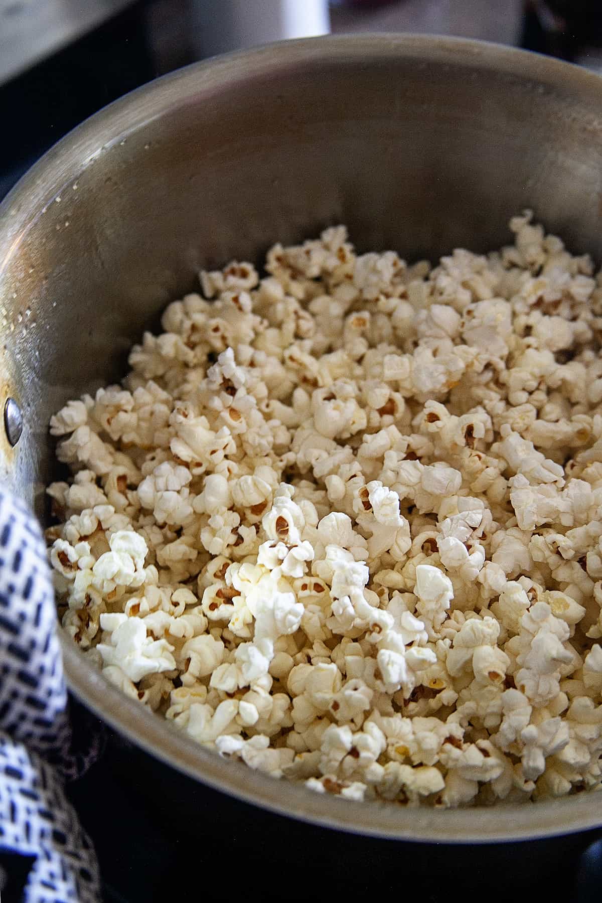 Popcorn in a pot. 