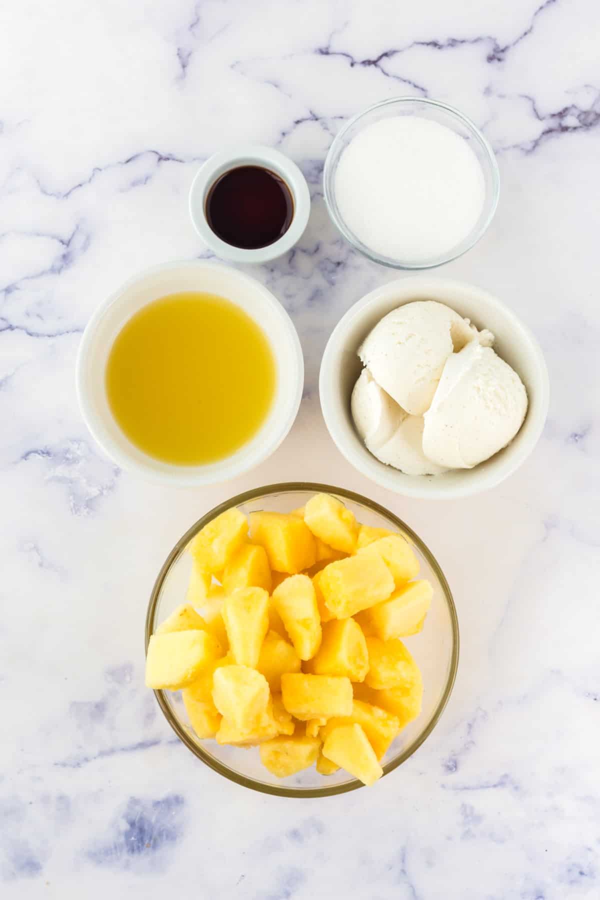 Ingredients for Pineapple Dole Whip. 