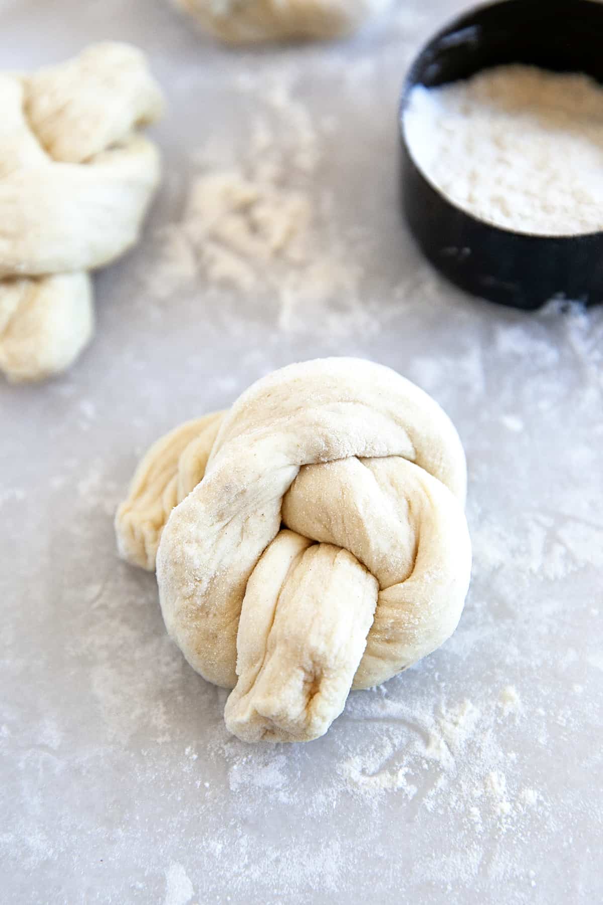 Bread tied into a knot. 