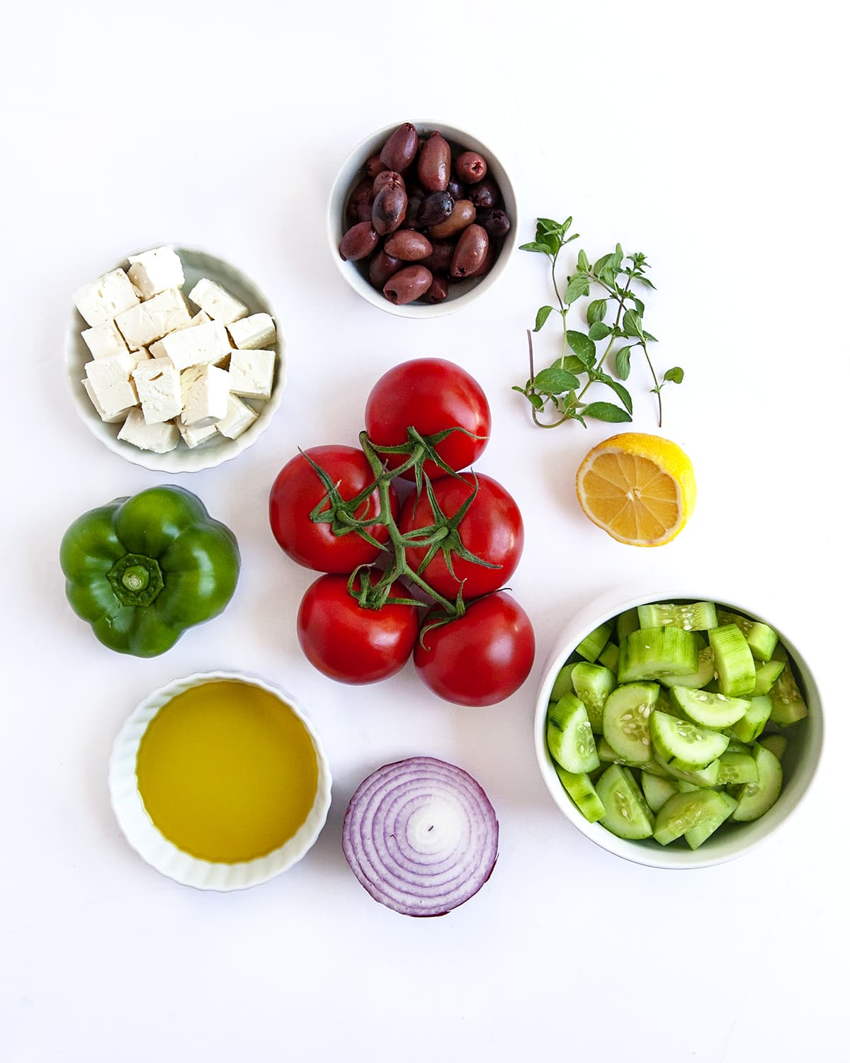 Ingredients for a Greek Salad. 
