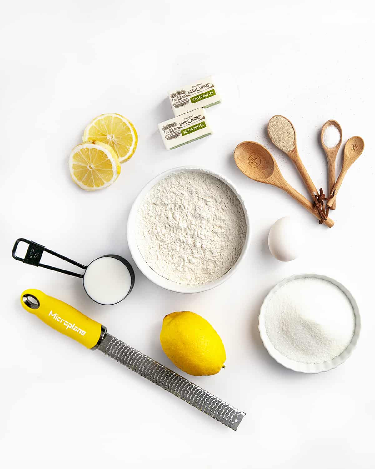 Ingredients for lemon sweet rolls. 