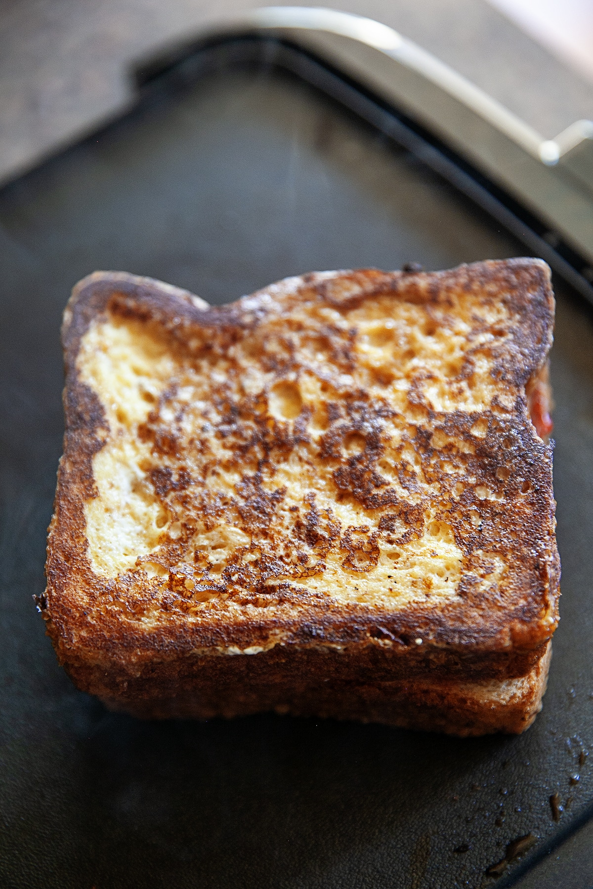 French toast on the griddle. 