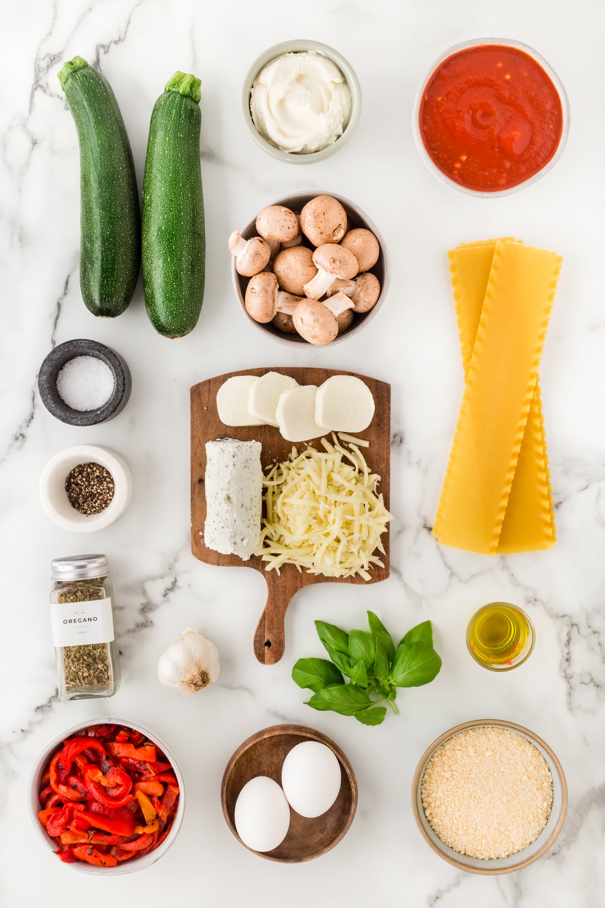 Ingredients for Vegetarian Lasagna. 
