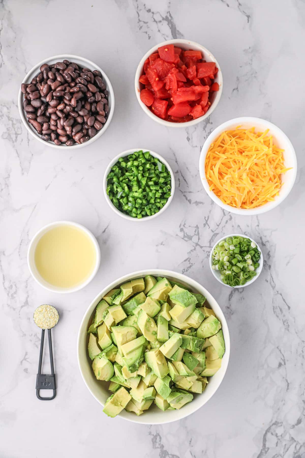 Ingredients for easy guacamole. 