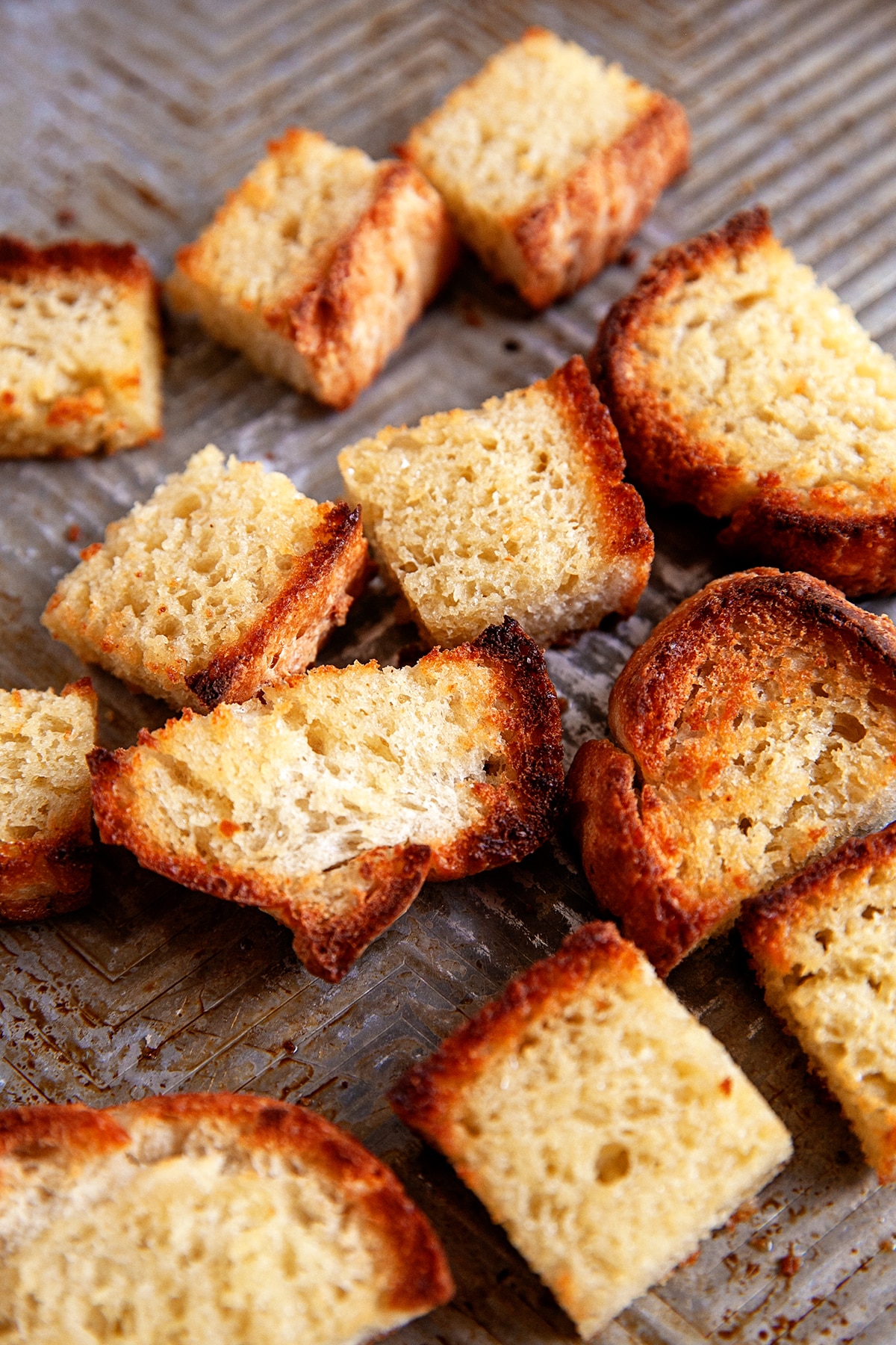 Large toasted croutons. 