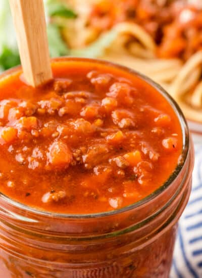 Spaghetti sauce in a jar.