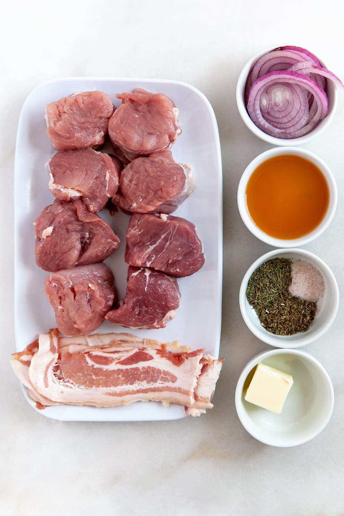 Ingredients for Bacon-Wrapped Pork Tenderloin. 