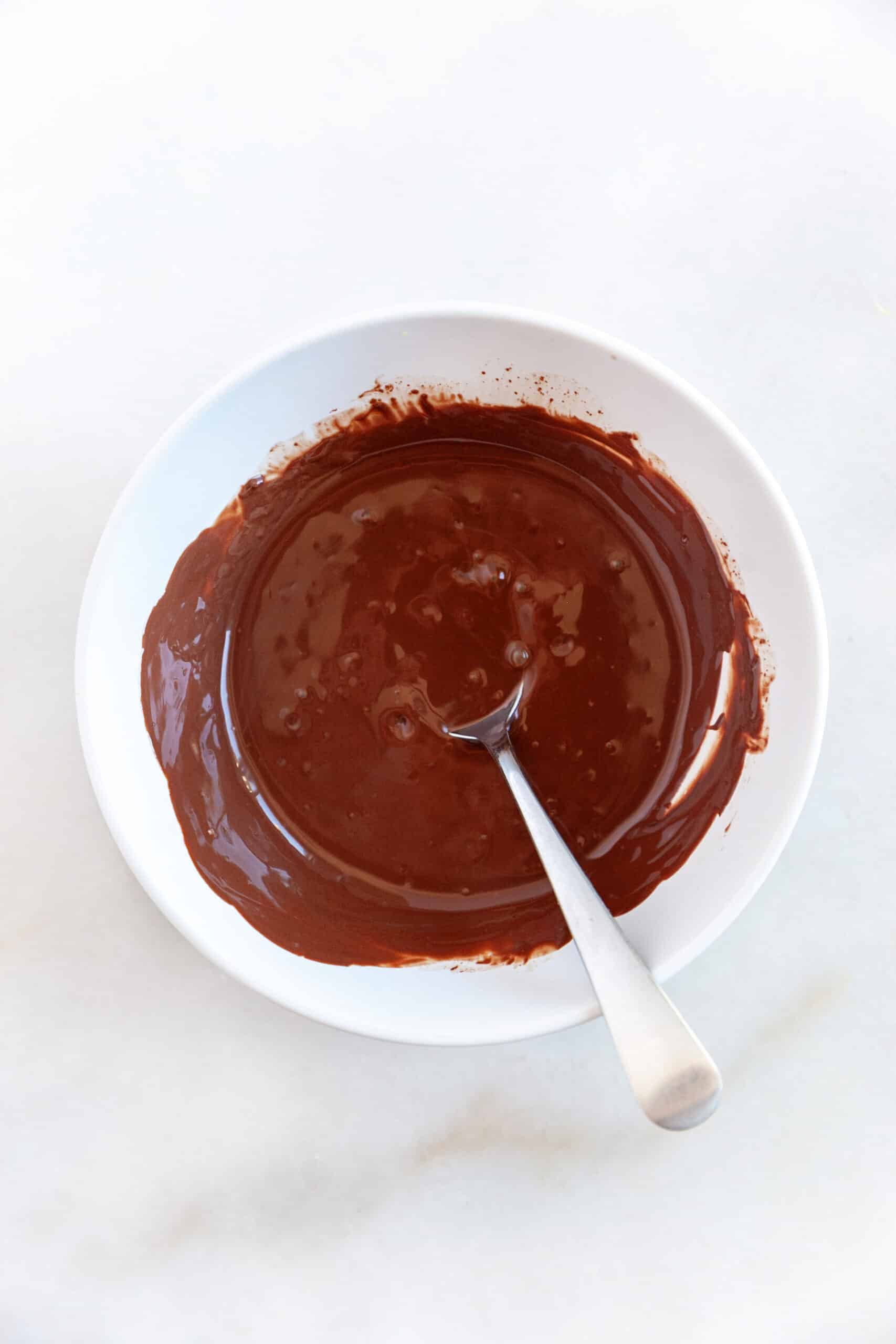Melted chocolate in a bowl. 