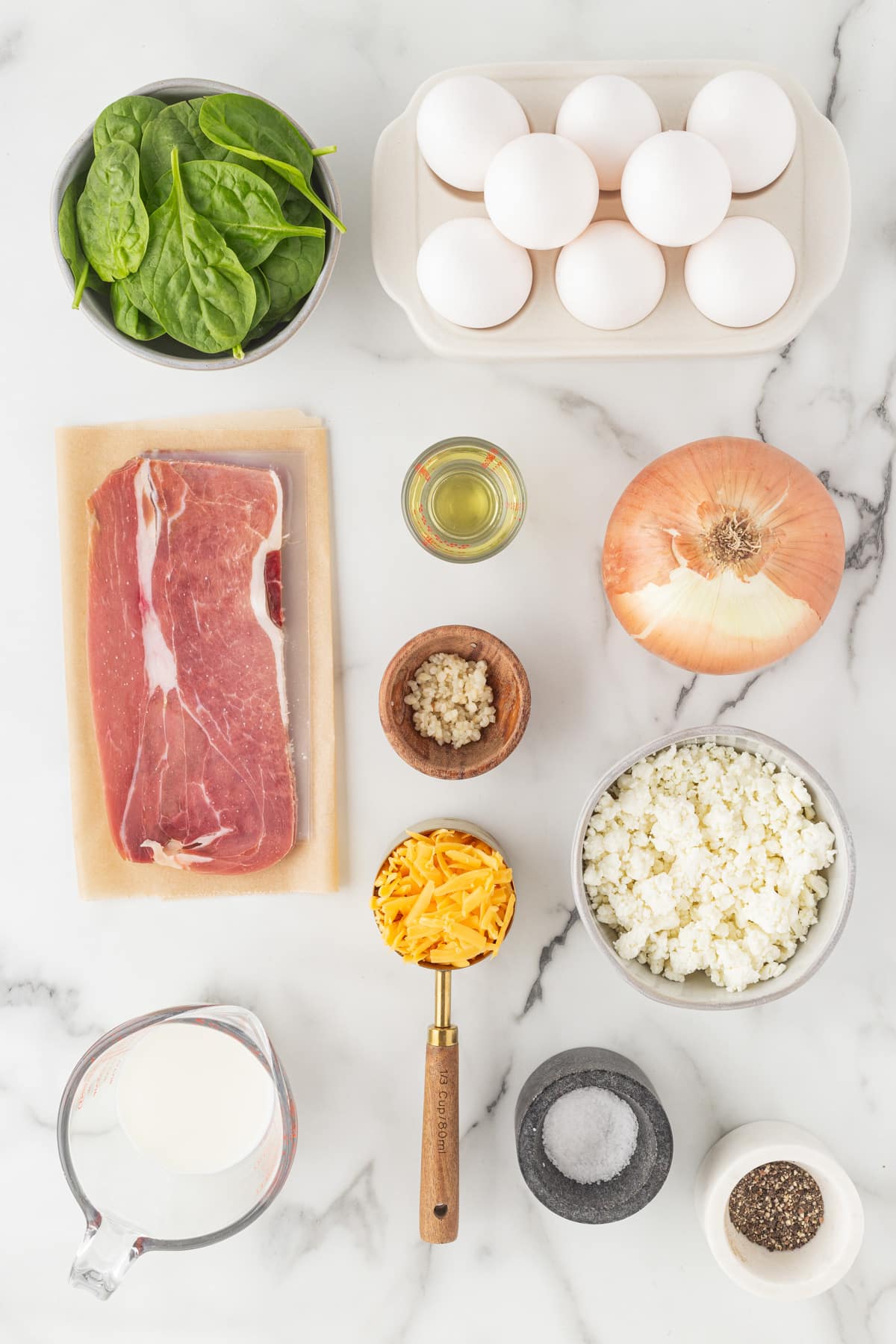 Ingredients for ham and egg cups. 