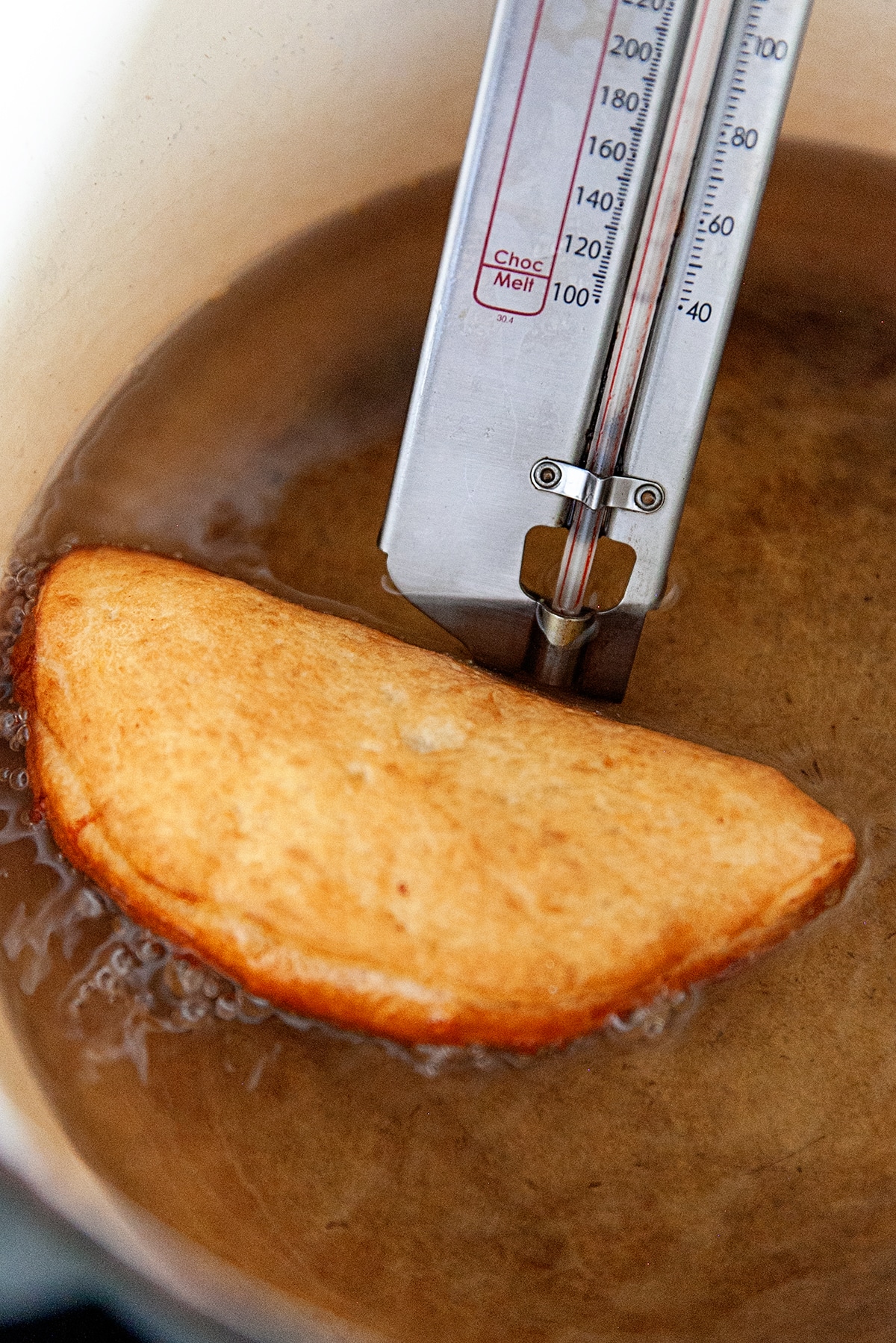 Frying panzerotti. 