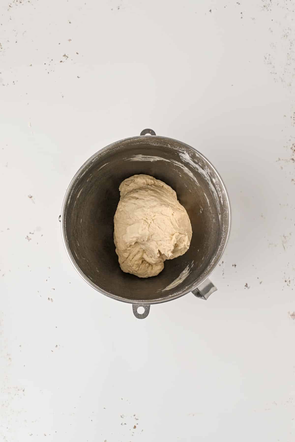 Dough just created in a bowl. 