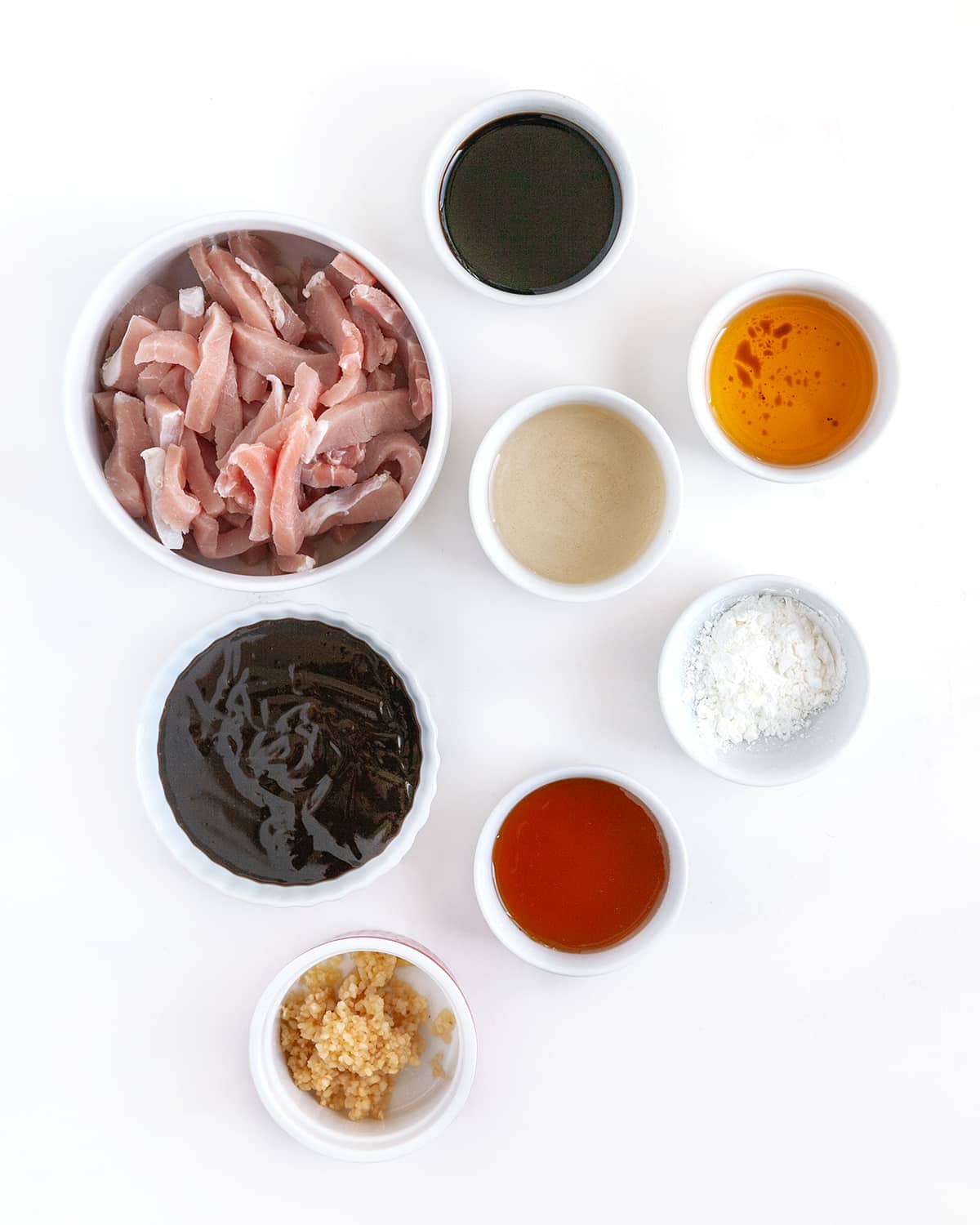 Pork and sauce ingredients. 