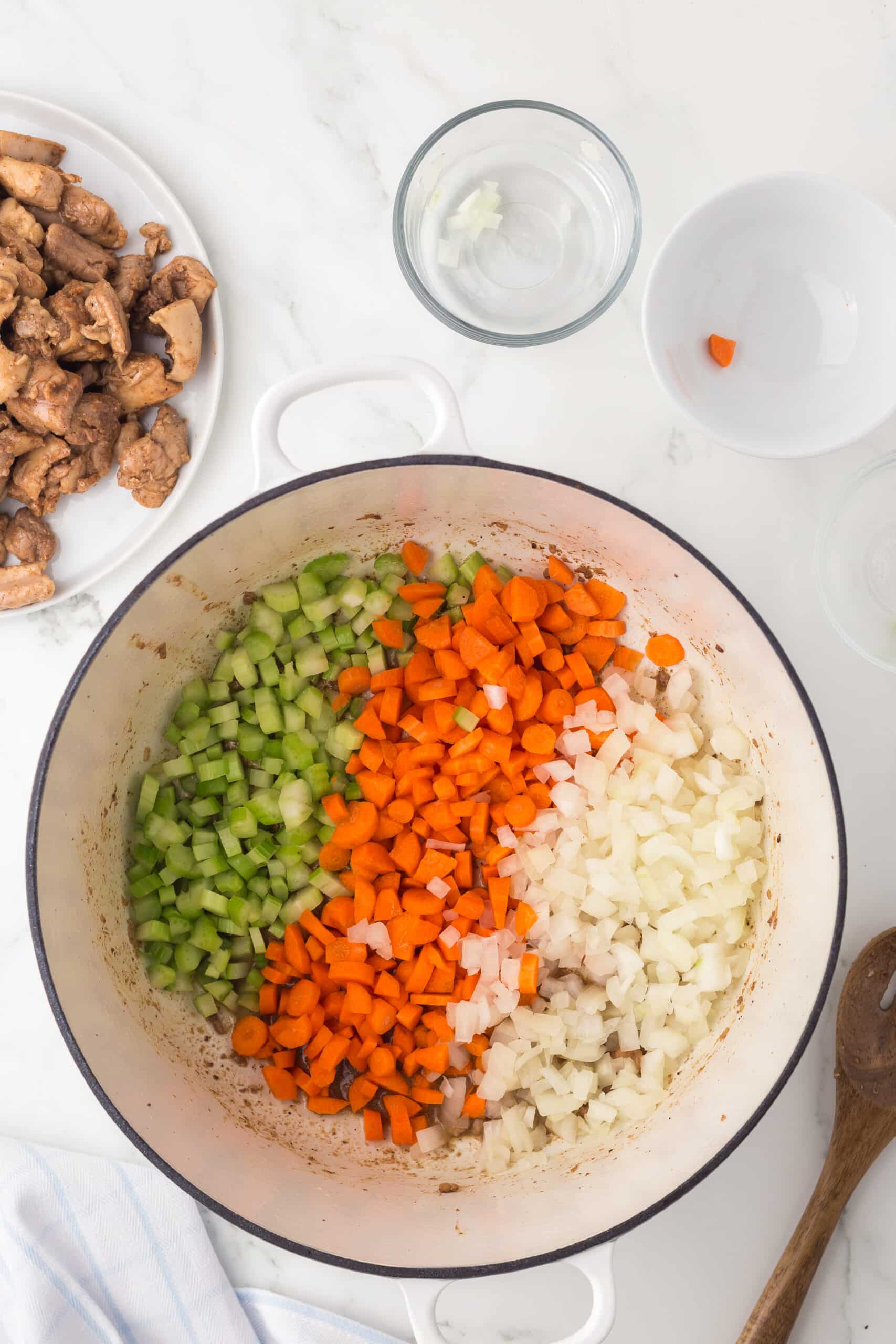 Mirepoix in a pot. 