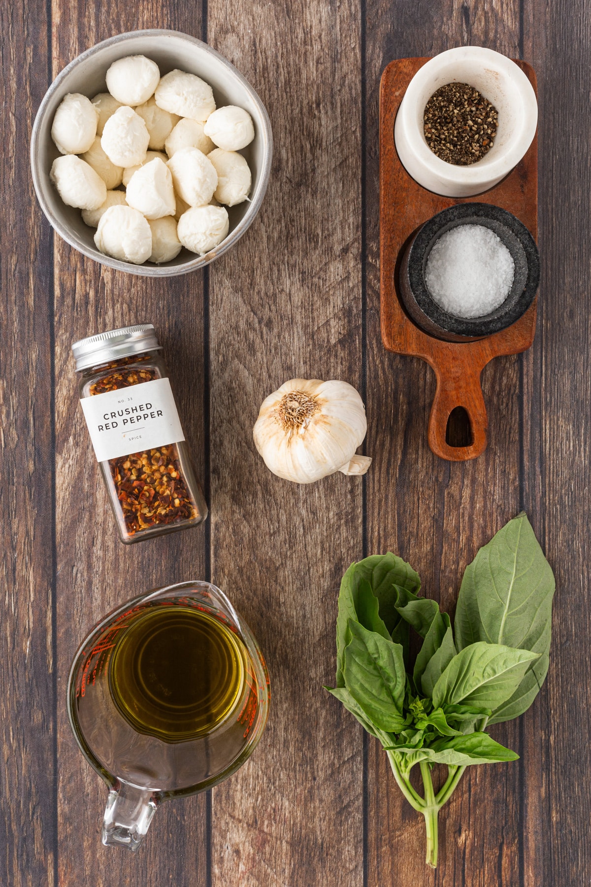 Ingredients for Marinated Bocconcini. 