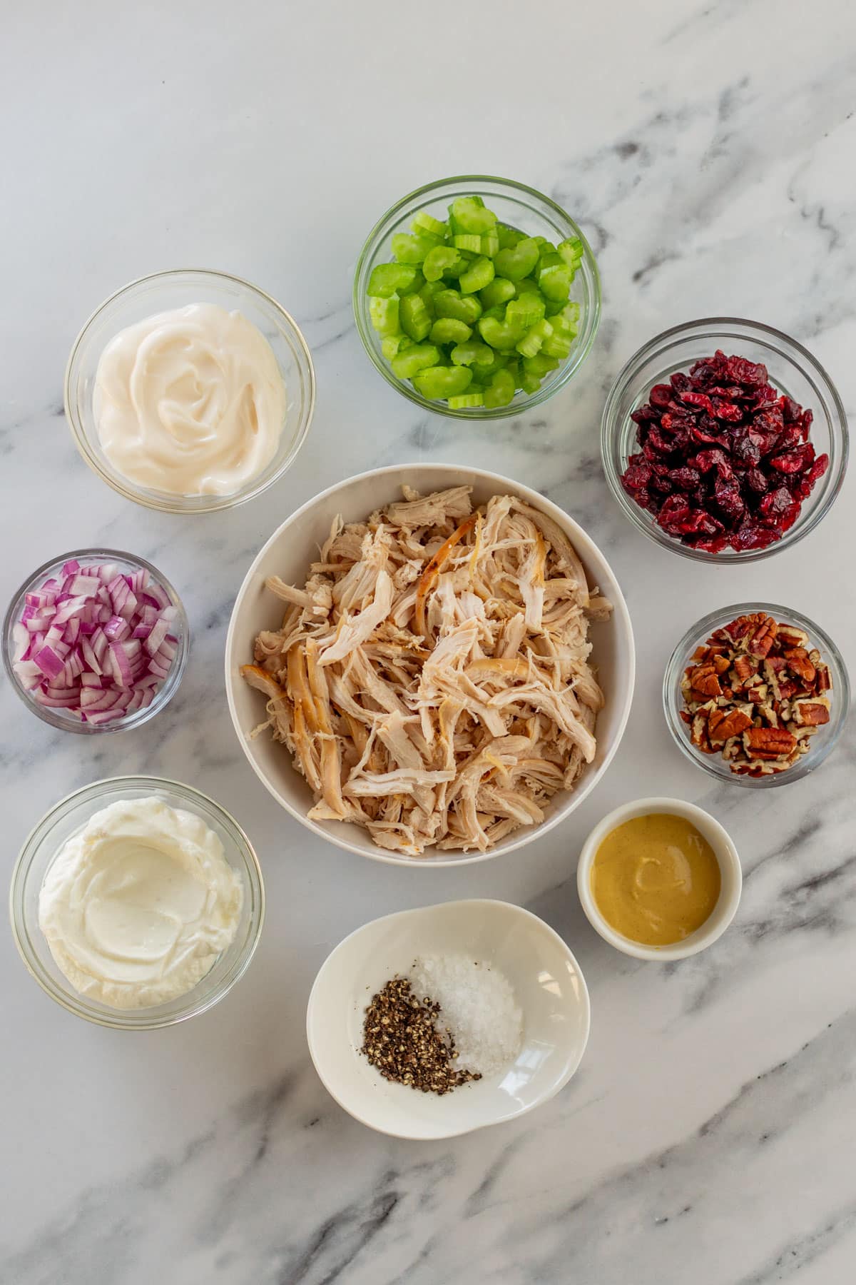 Ingredients for Cranberry Chicken Salad. 