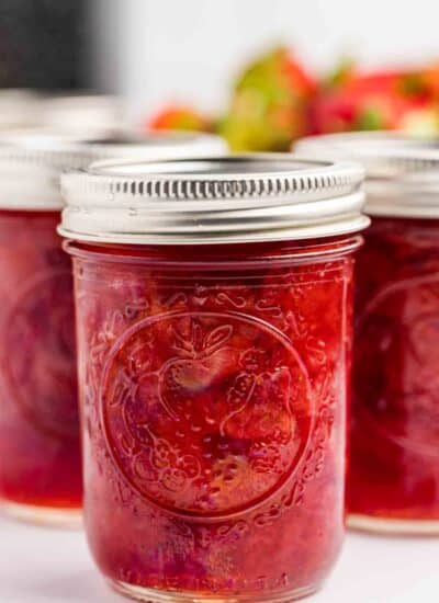 Jars of Strawberry Jam.