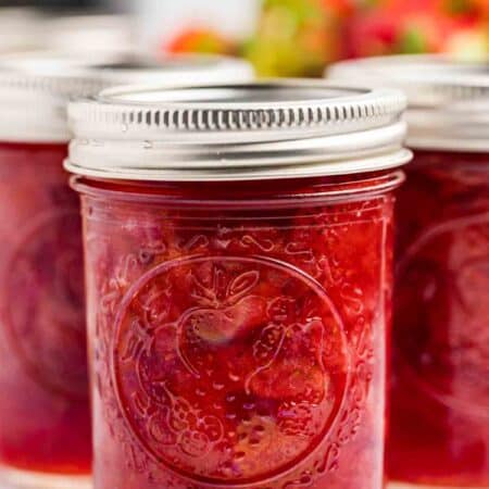 Jars of Strawberry Jam.