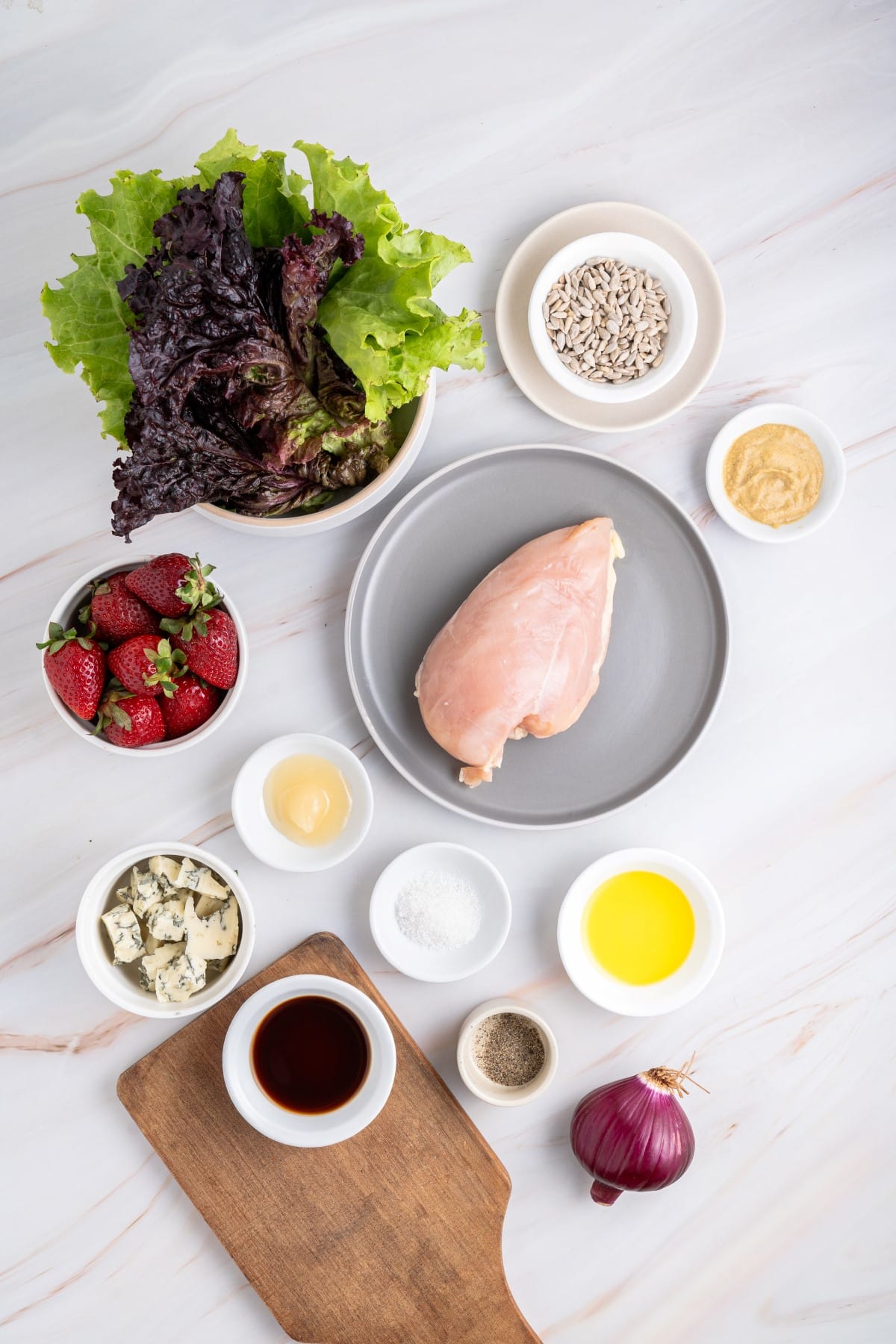 Ingredients for Strawberry Chicken Salad. 