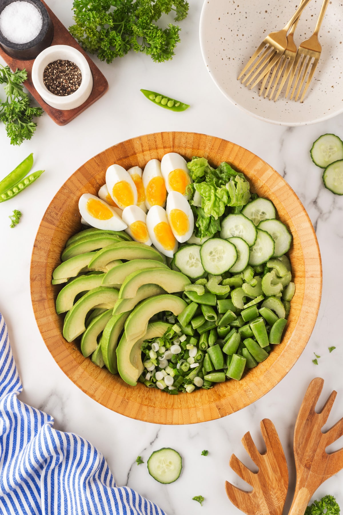 Ingredients in sections in a bowl. 