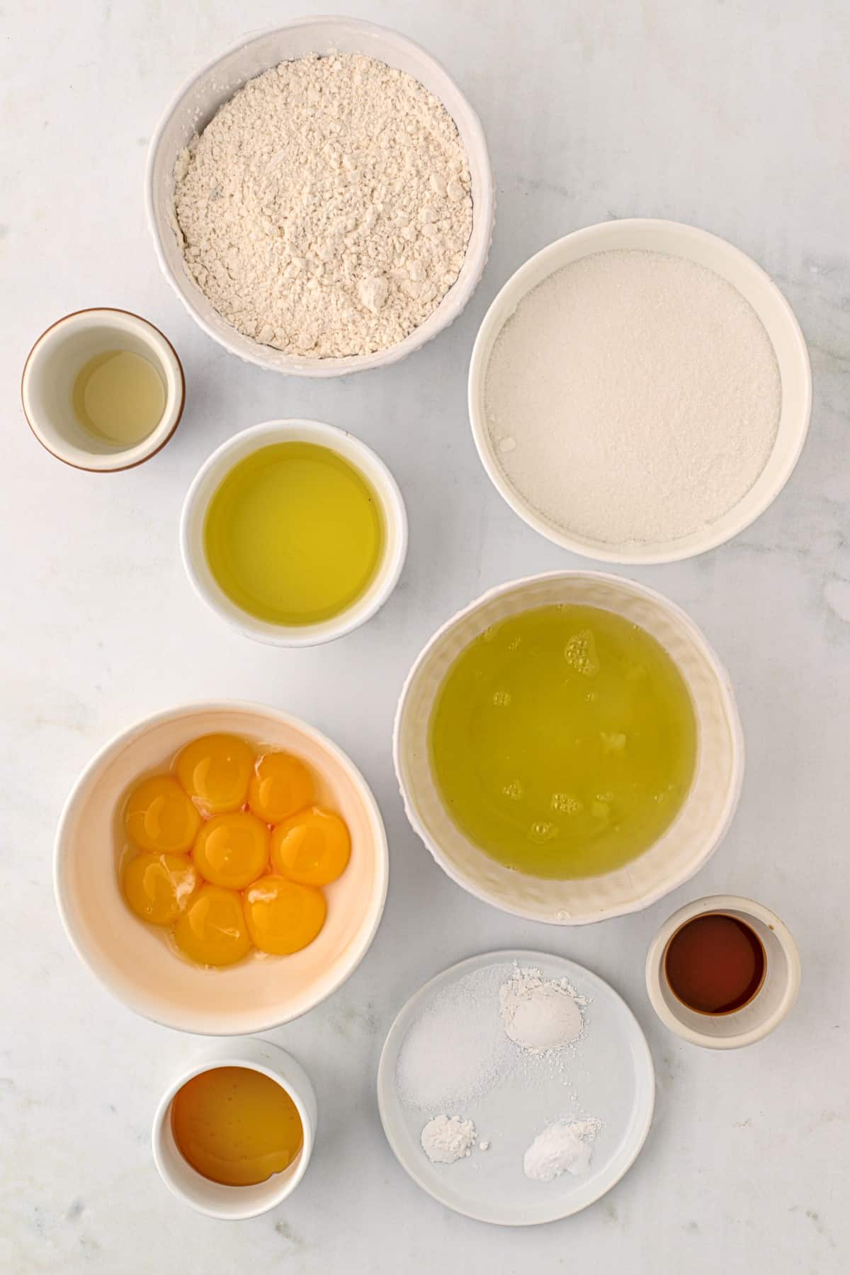 Sponge cake ingredients. 