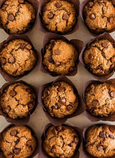 Overhead shot of Banana Nut Muffins.