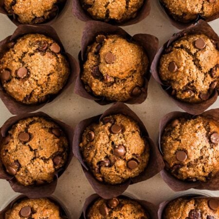 Overhead shot of Banana Nut Muffins.