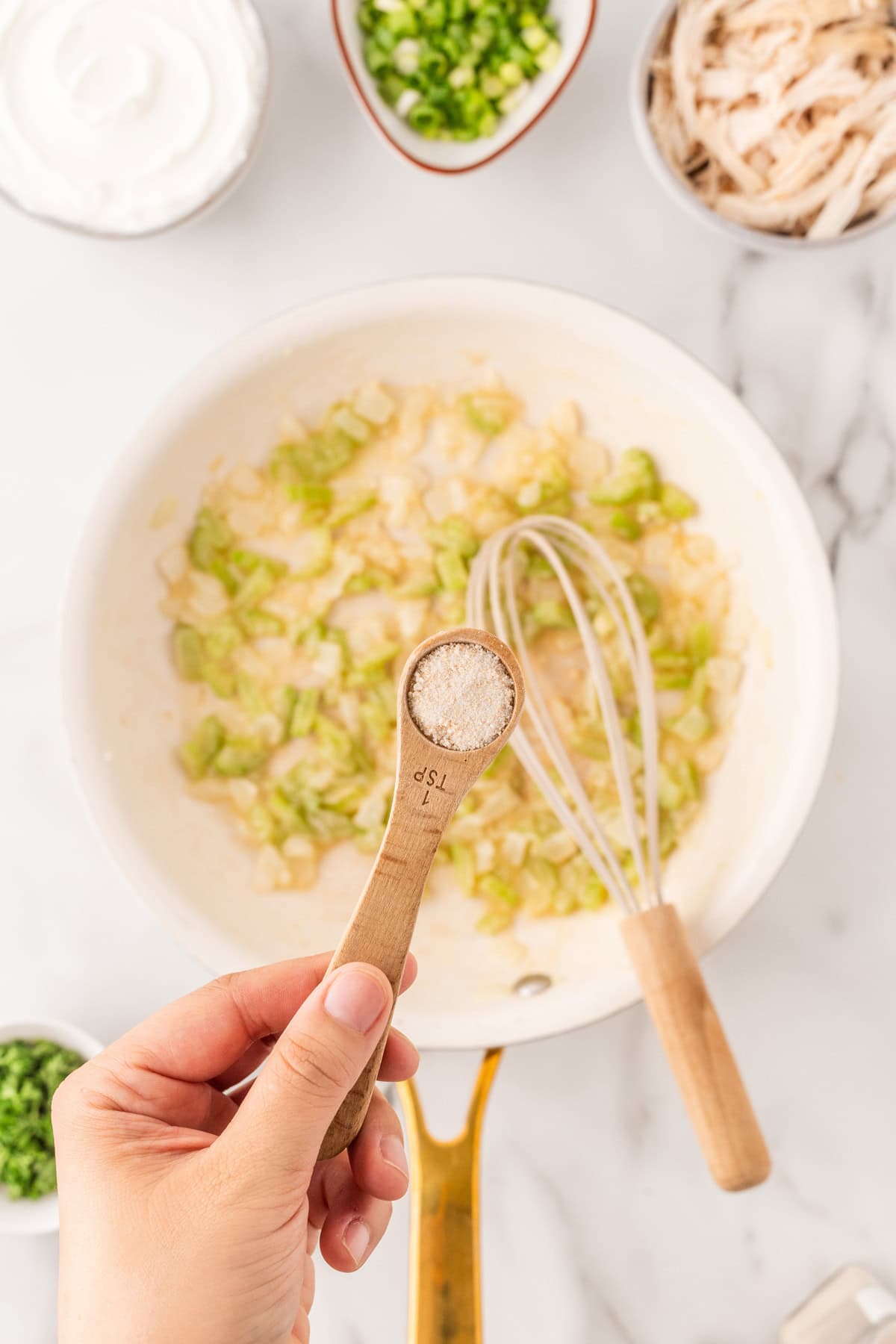 Adding in garlic salt. 