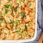 Overhead of a chicken casserole.