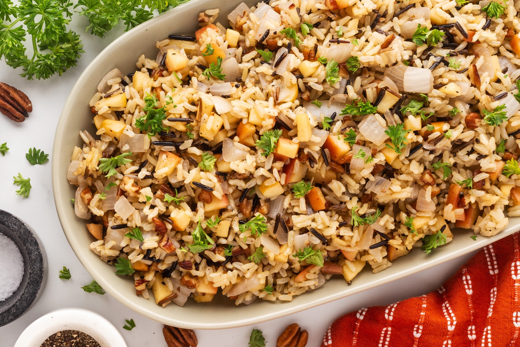 Horizontal picture of the wild rice recipe. 