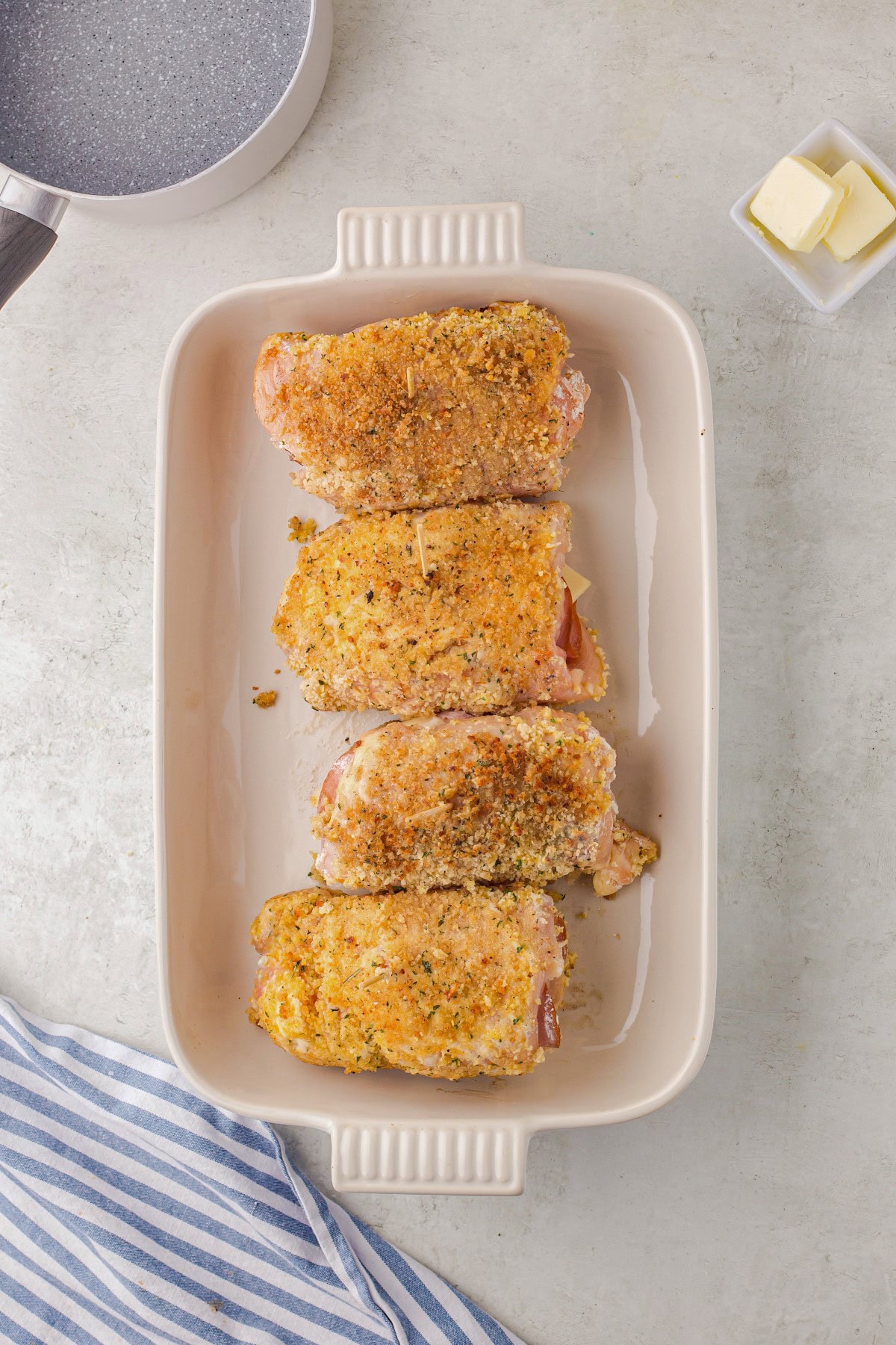 Chicken ready for the oven. 