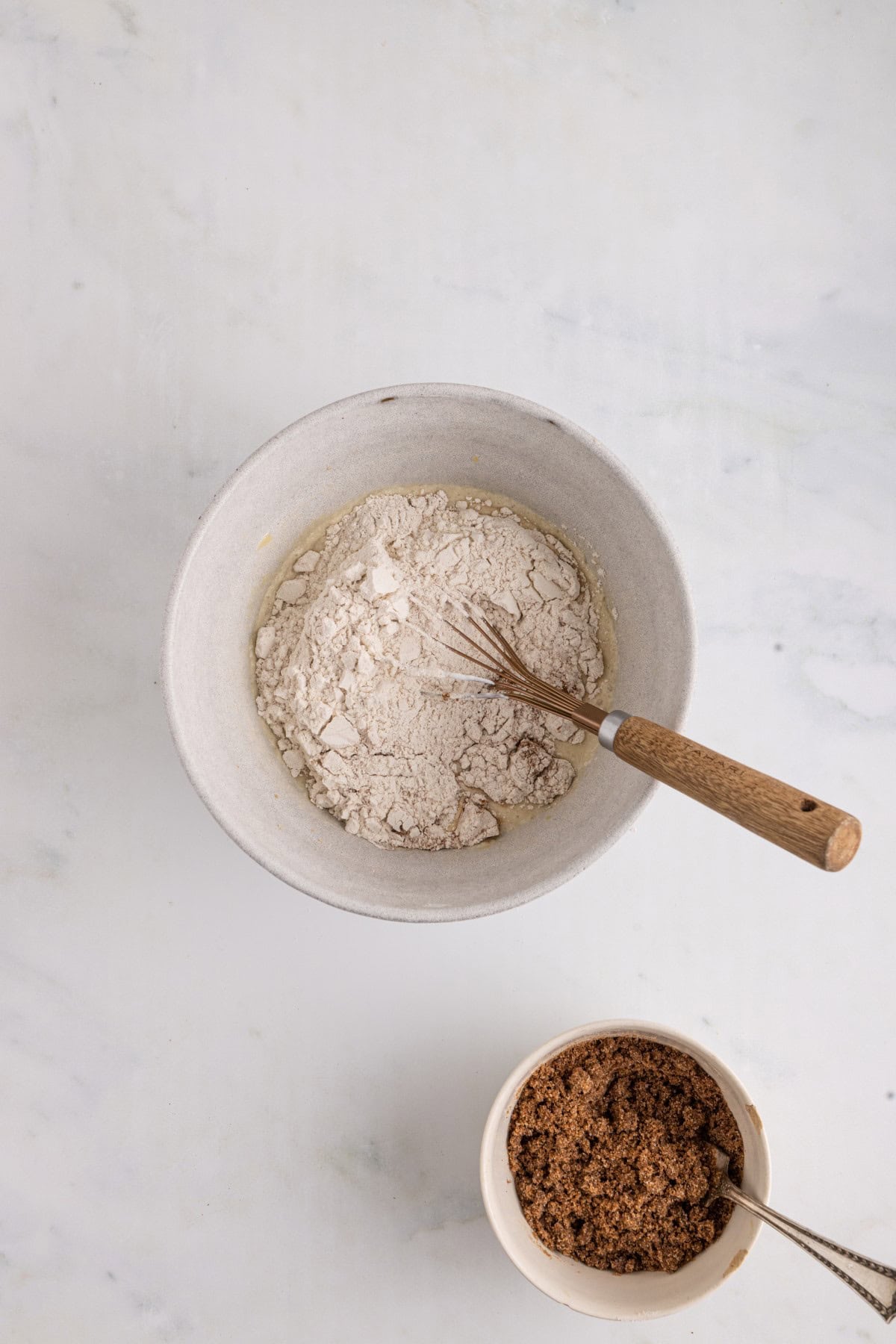 Dry ingredients whisked together. 