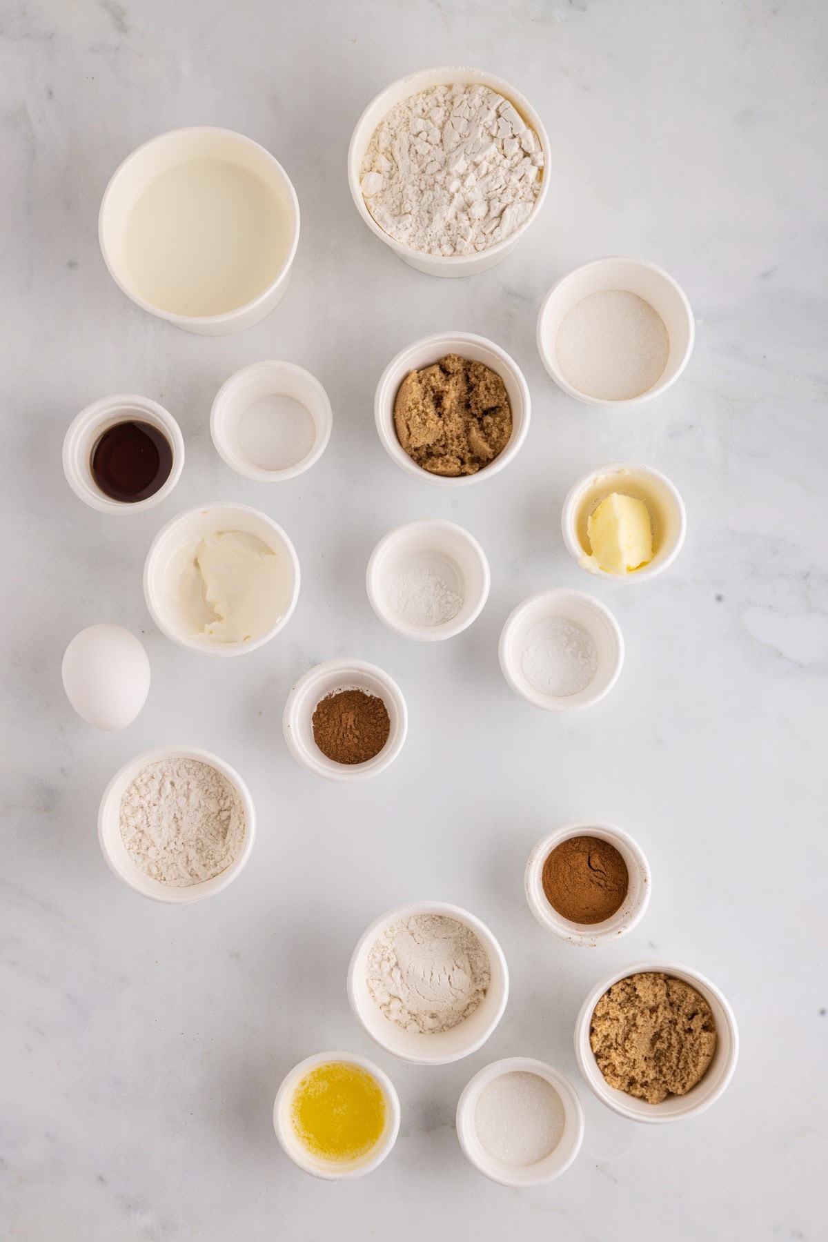 Ingredients for Cinnamon Donuts. 