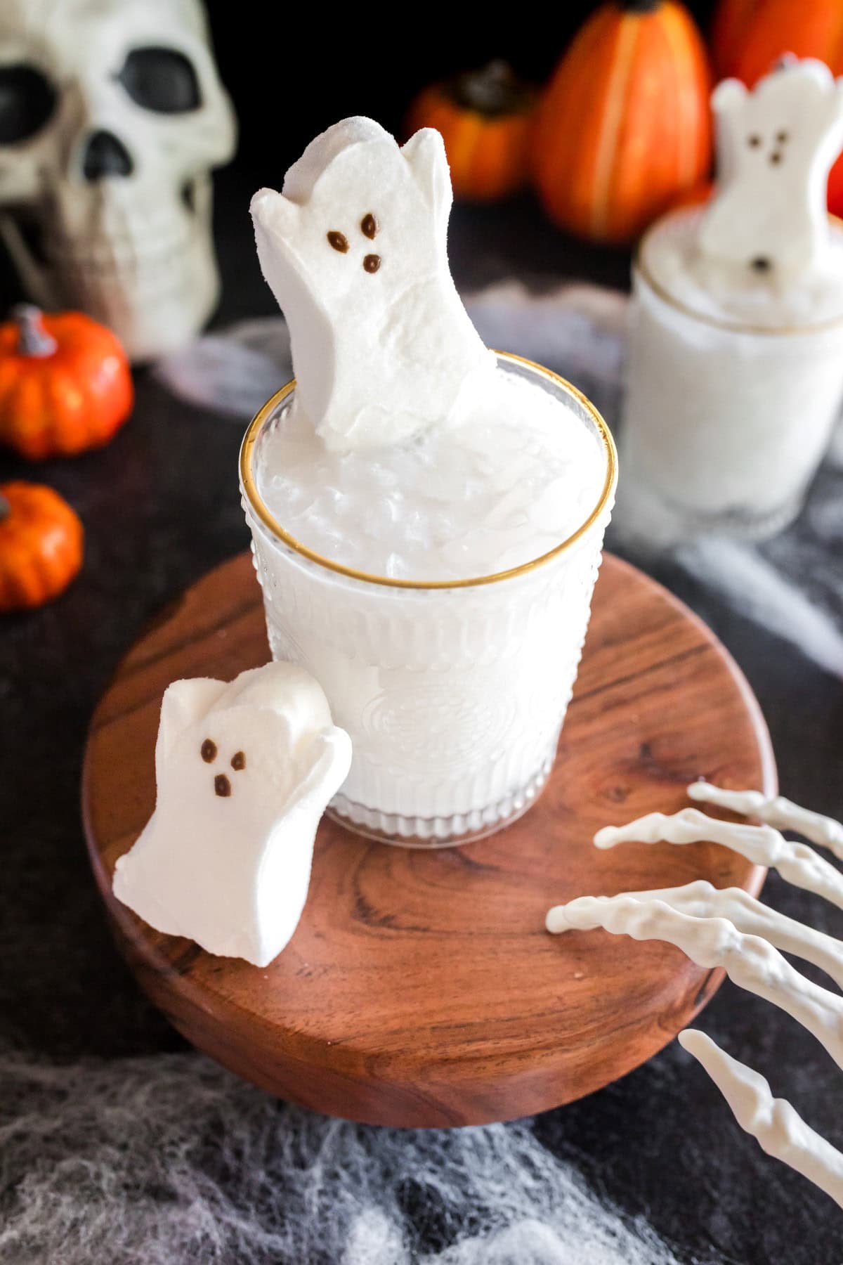 Slight overhead angle of a Halloween cocktail. 