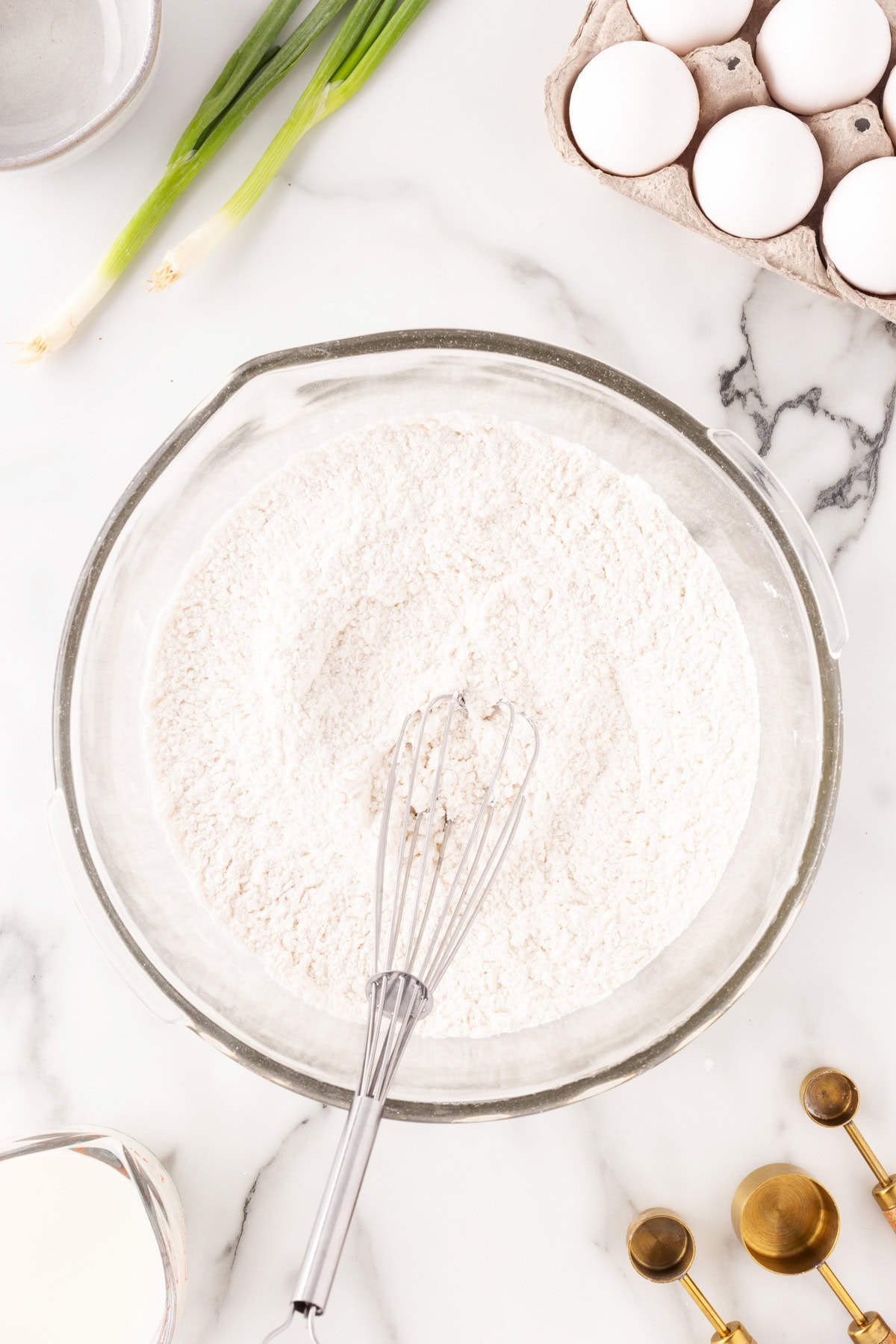 Whisked dry ingredients. 