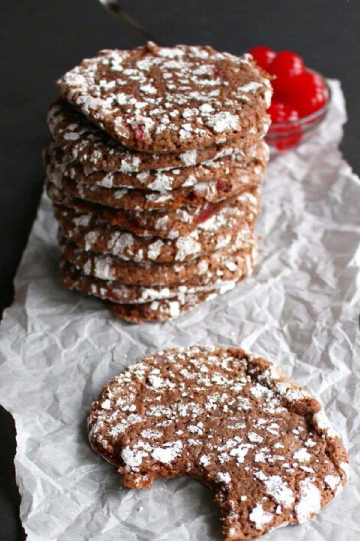 Cookies in a stack on table.