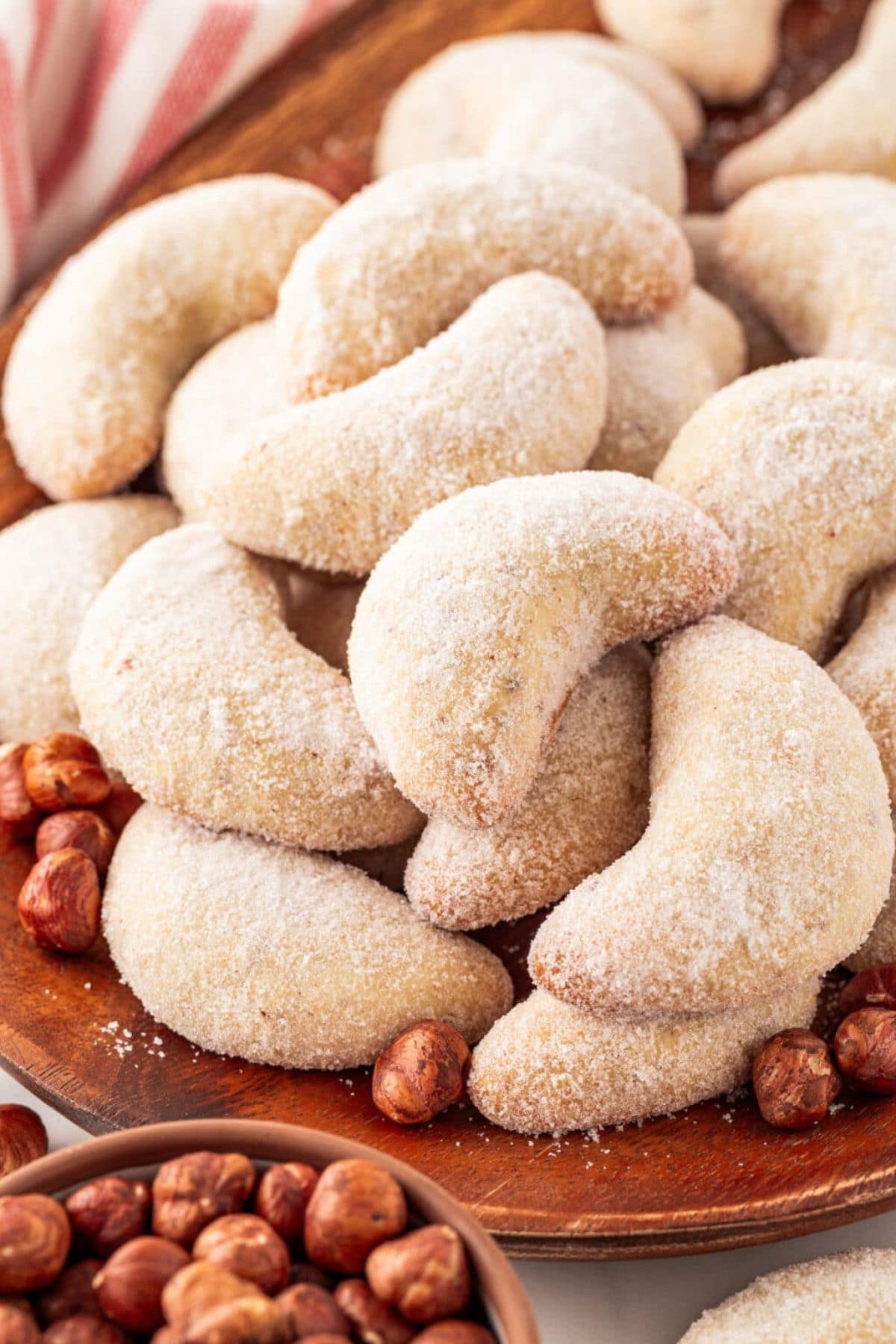 Crescent cookies on plate.