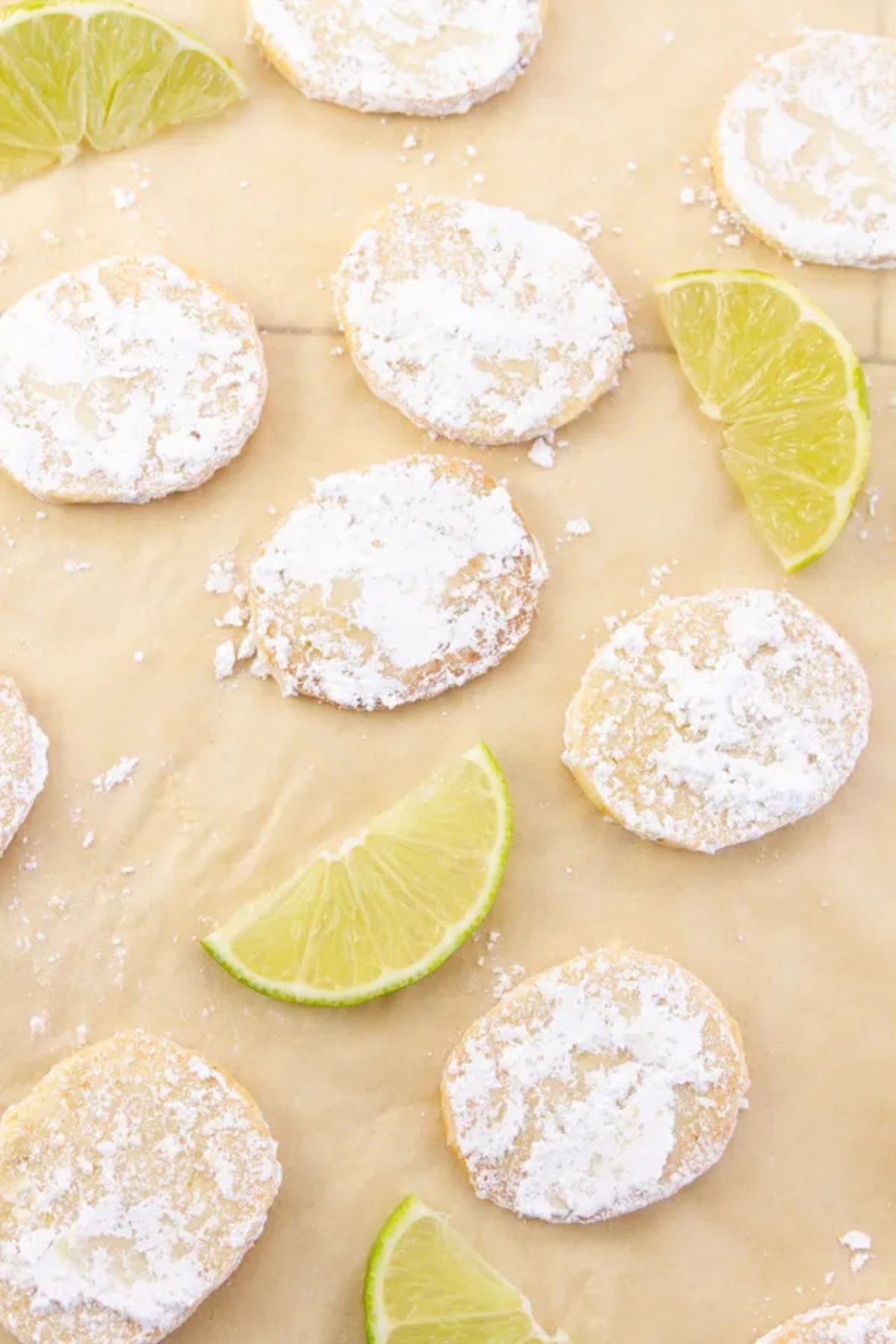 Lime cookies on table.