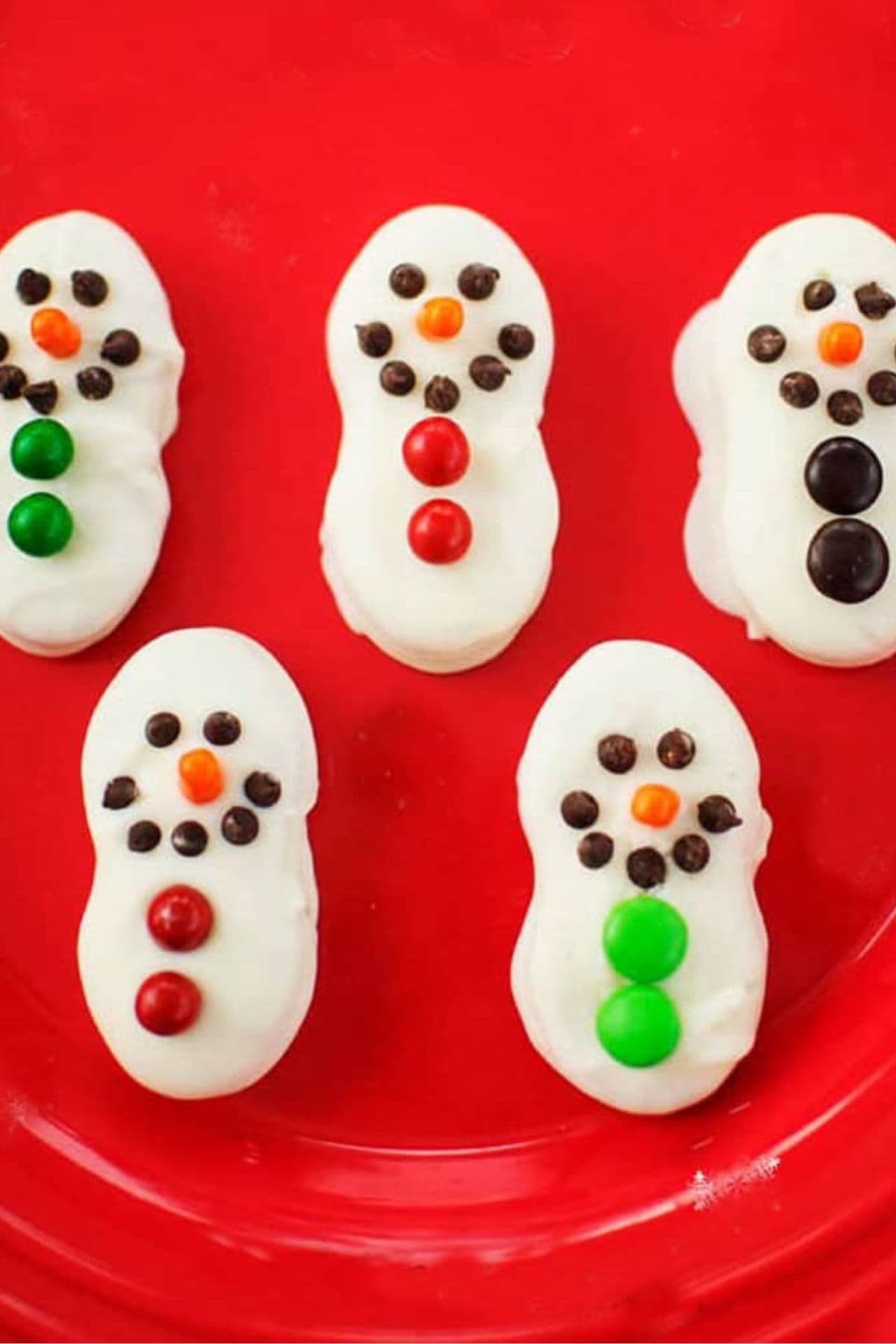 Nutter Butter Snowmen on plate.