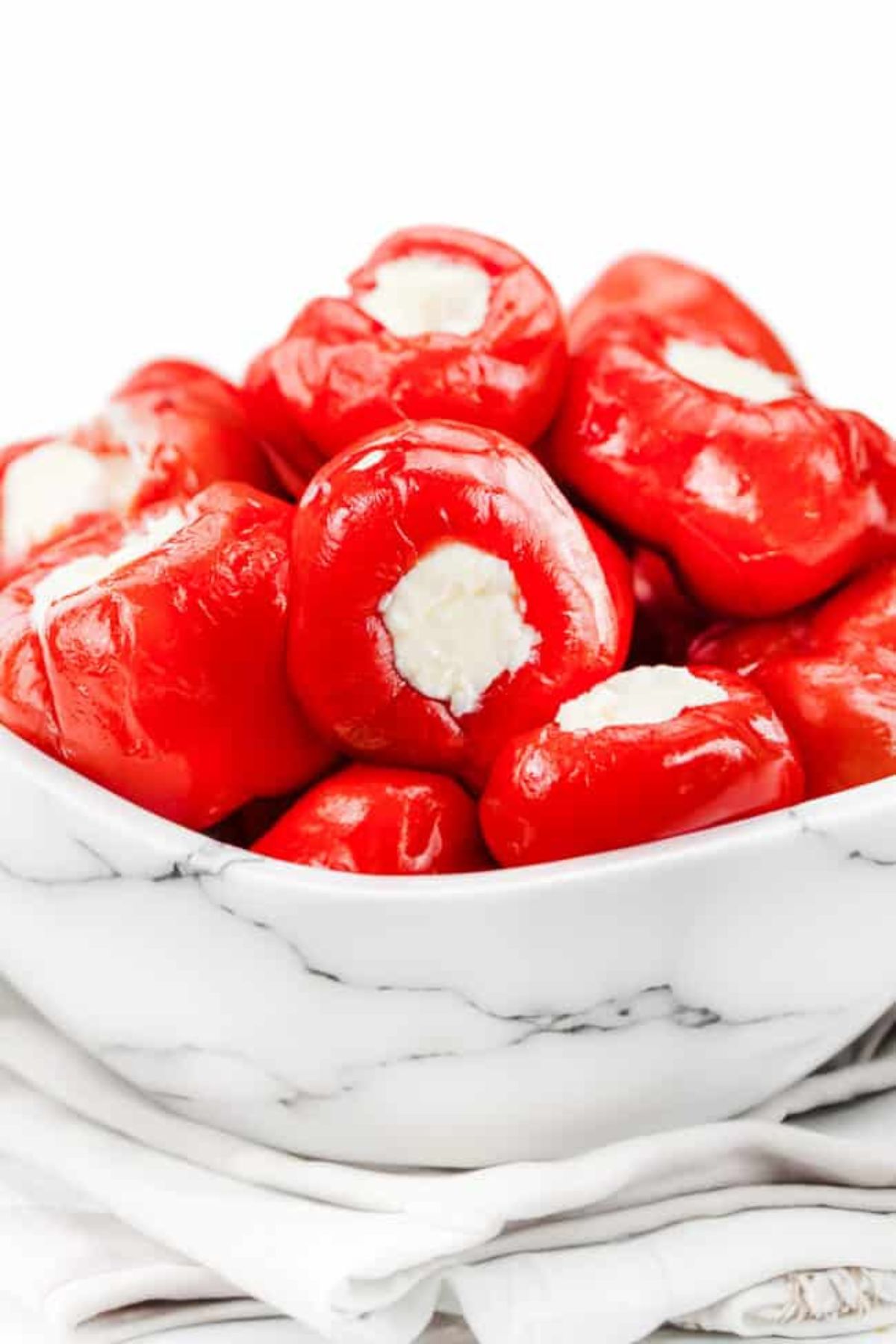 Stuffed peppers in bowl.