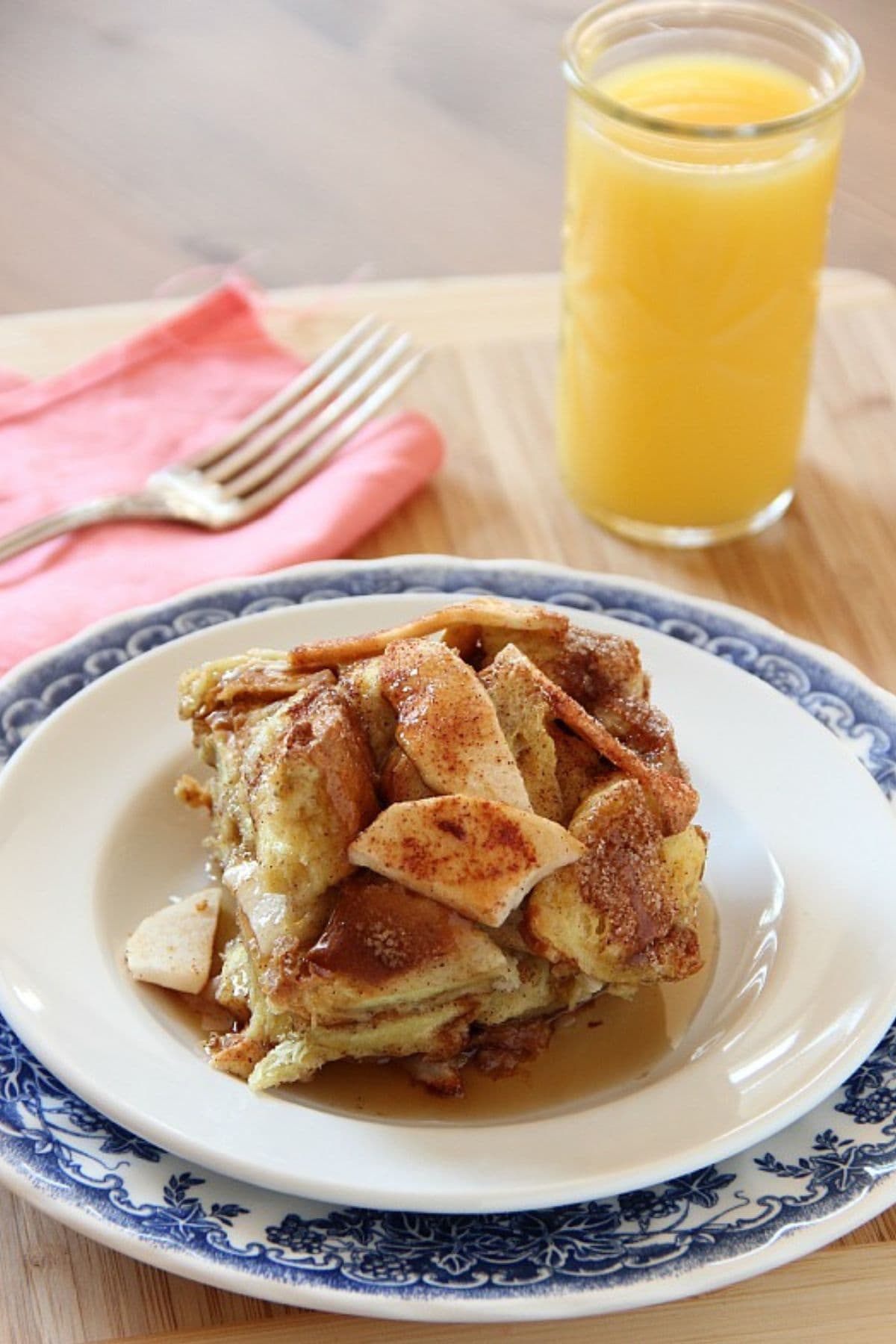 Apple french toast on plate.