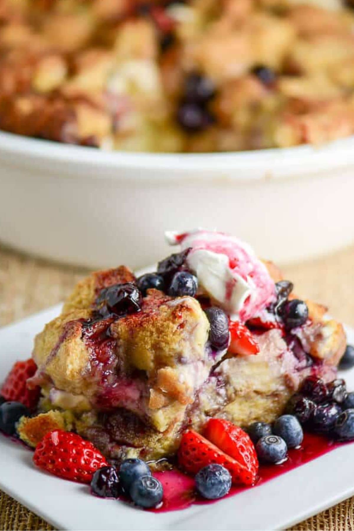 Berry french toast on plate.