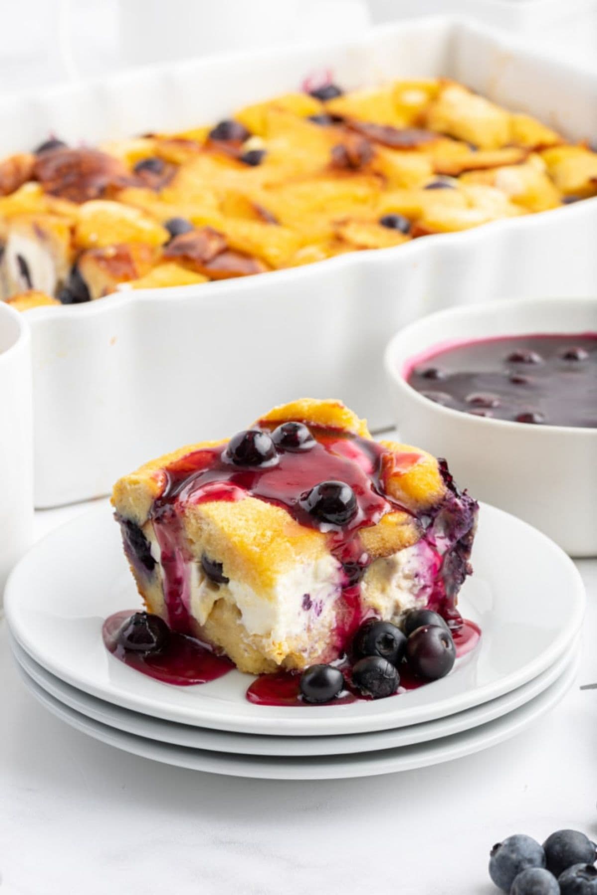 Blueberry french toast on plate.