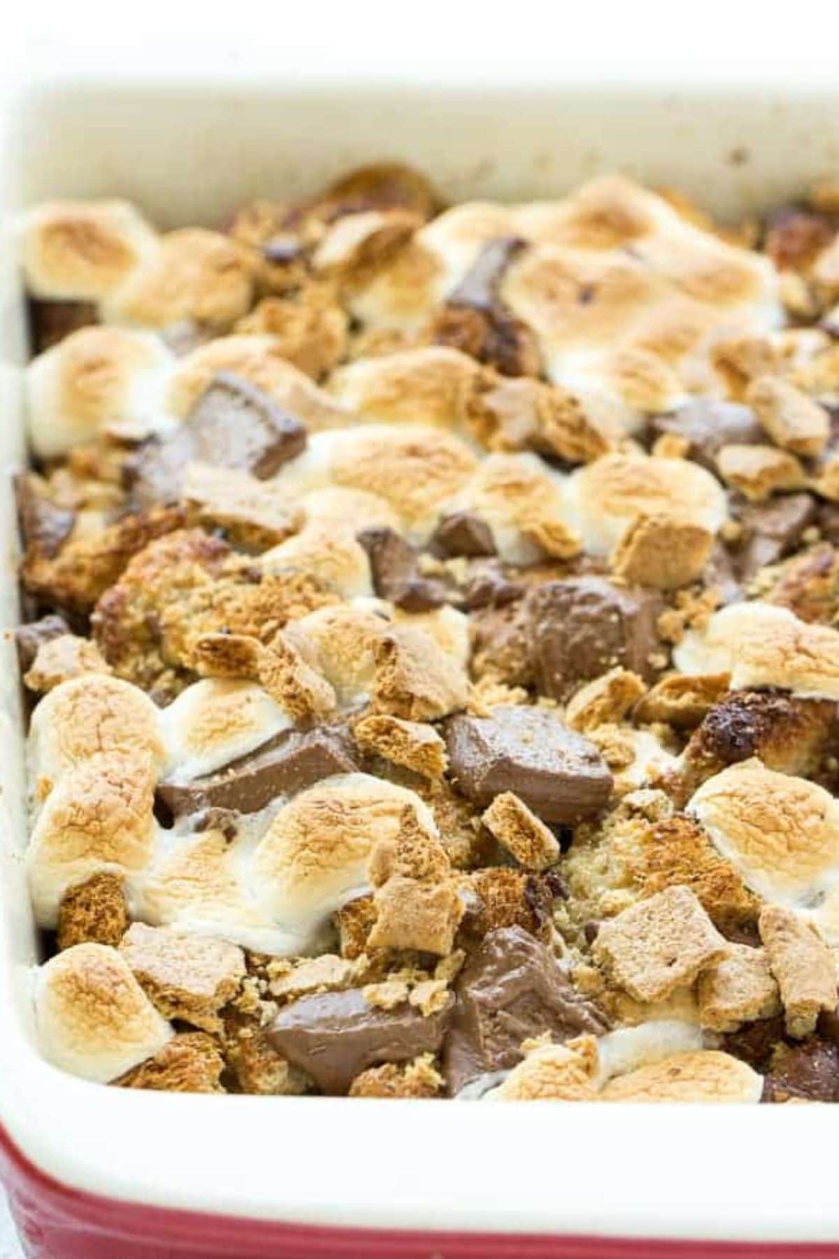 Smores french toast in dish.