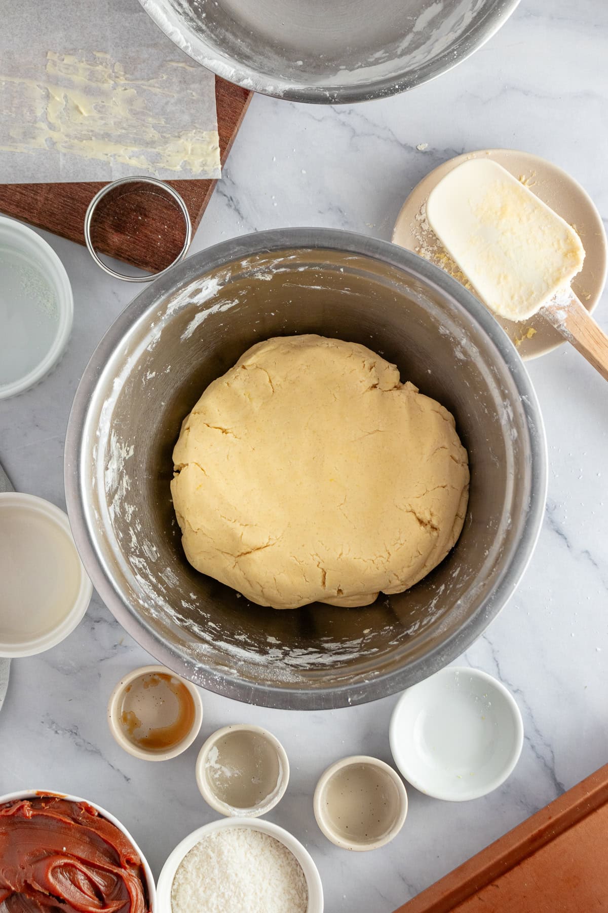 Cookie dough in a bowl. 