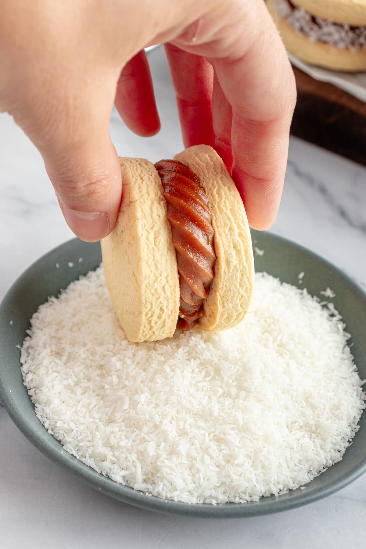 Rolling in coconut. 